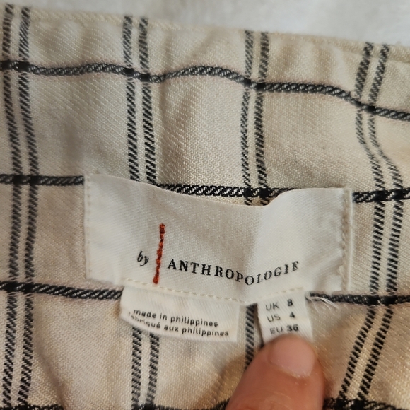 Anthropologie Plaid Linen Blend Cropped Pants Size US 4 - Picture 3 of 7